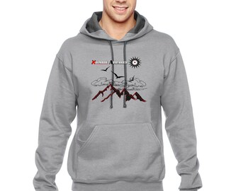 Men's Graphic Heart Design Adult Hooded Sweatshirt Dual Print