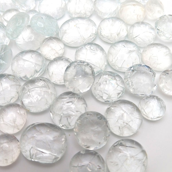 COE96 Glass Dots for fusing or decoration, Cracked Ice (Clear Crackle)