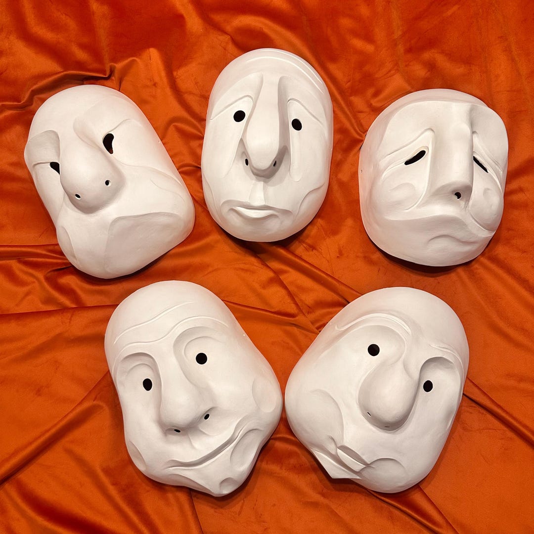 邦楽 tales MASCHERA Set of 5 Larval Masks - Jacques Lecoq Pedagogy - Etsy