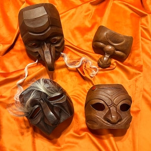 Set di 4 maschere - Arlecchino, Pantalone, Capitano, Dottore - Commedia dell'Arte