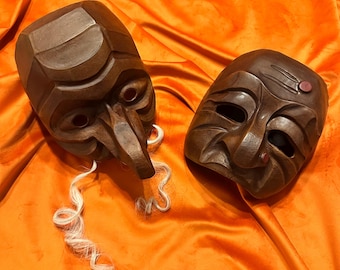 悲劇の仮面 喜劇の仮面、ヴェネツィアで紙粘土で作られた悲喜劇の仮面