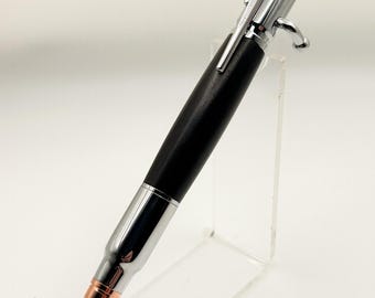 Hand-Turned African Blackwood Bolt Action Pen – Chrome Hardware | Handmade Wooden Pen