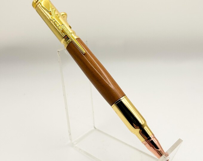 Hand-Turned Mountain Mahogany Bolt Action Pen – Gold Hardware | Utah Native Wood | Handmade Wooden Pen
