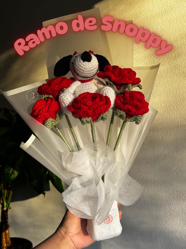 Snoopy Crochet Flower Bouquet - Etsy