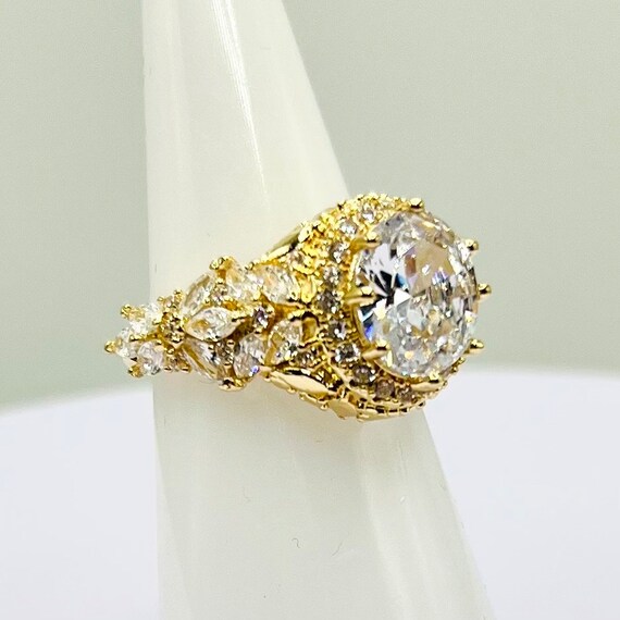 Sterling silver Diamond Statement ring, marked 92… - image 1