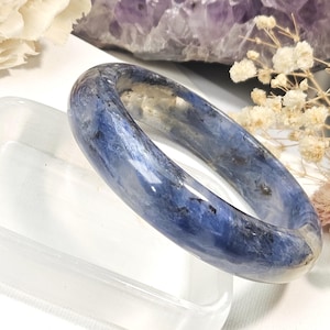 Blue Kyanite Hard Bangle | Natural Blue Gemstone Jewelry | Elegant Mineral Stone Bracelet | 59.8mm