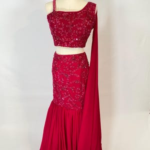 Indo-Western Outfit 2pc, Fish Skirt & Heavy Top, Designer Wear, On Sale-Festive Wear, Wedding wear, Indian Outfit, Fully Stitched, Easy Wear