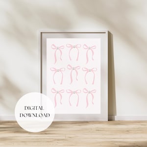 Pink Coquette Bows Wall Art Preppy Pink Bow Dorm Decor Coquette Bow Wall Art Light Pink Nursery Wall Art Teen Room Decor Light Pink Dorm Art