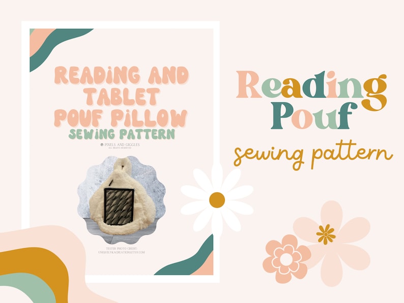 Large Book Pouf, Kindle Pillow, iPad Pillow Sewing Pattern image 1