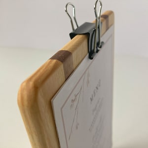 Clipboard, schowek, drewniany uchwyt na karty, uchwyt na karty menu, uchwyt na zdjęcia, stojak na pocztówki, dekoracja stołu, dekoracja domu