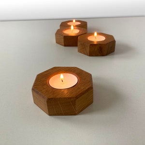 Tealight holder made of oak, handmade candlestick, candle holder for tealight, table decoration wedding, home design