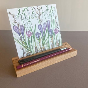 Tarjetero con bandeja para bolígrafos, portafotos de madera, bandeja para bolígrafos, accesorio de escritorio, práctico juego de escritorio, decoración de oficina