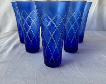 Blue Cut Vintage Glassware