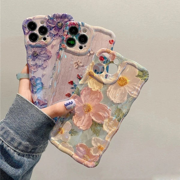 3D Oil Painting Floral Phone Case Phone 15 Pro Max, 14 Plus, 13, 12, 11,  Popular Flower Phone Case