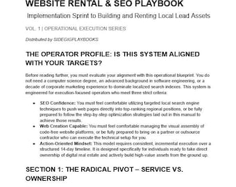 Website Rental Playbook: Rank and Rent SEO Business Guide & Passive Income Lead Gen Manual