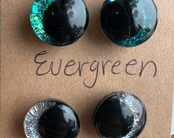 18 mm (Set of 2) Evergreen/Silver Illusion Safety Hand Painted Eyes