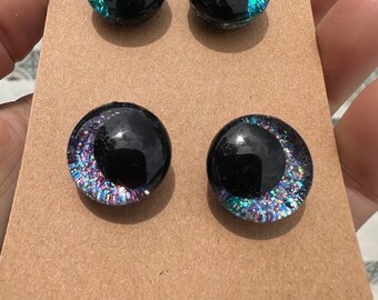 18 mm (Set of 2) Violet/Evergreen Safety Hand Painted Eyes