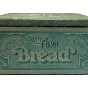 Vintage Bread Container, Metal Bread Box, 1977 Bread Box, Wheat Heart Metal Tin Box