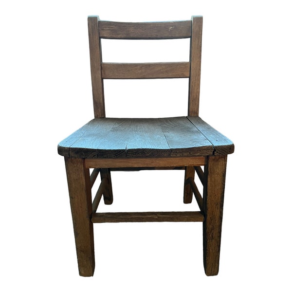 Antique Wooden Child’s School Chair, Wooden Child Furniture, Solid Wood Child Size Chair