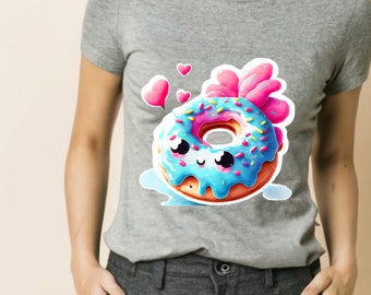 Kawaii Donut, cute cartoon donut, birthday gift, donut lover shirt, student t-shirt