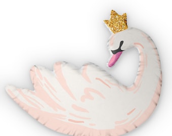Kussen zwanenballerina, decor meisjeskamer, kussen op maat, elegant cadeau zwaan, kussen kroonprinses, uniek kussen voor haar