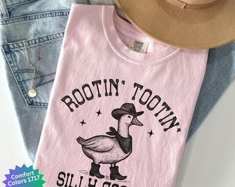 Camisa de colores cómodos de Silly Goose, camisa retro de ganso, camisetas gráficas divertidas de vaquero, regalo para amantes de los gansos, camisetas de animales de granja, gansos vintage