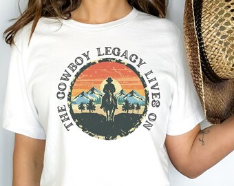 Vintage Cowboy Shirt Gift for Horse Rider T-Shirt Western Ranch Apparel Cowboy Legacy Equestrian Tee Rodeo Horseback Riding Tshirt