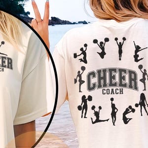 Cheer Coach Shirt, Back & Front Design Cheerleading Team T-Shirt, Coach Gift, Comfort Colors Tee, Squad Apparel, Sports Team TShirt