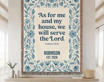 Personalized Christian Blanket, Family Name Faith Blanket, Scripture Woven Throw, Religious Gift, Housewarming Blanket