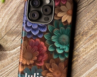 3d Bohemian Flowers Phone Case, Boho Floral iPhone Samsung Google Pixel Cell Cover Tough Phone Case, Impact Resistant