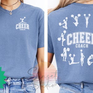 Cheer Coach Shirt, Back & Front Design Cheerleading Team T-Shirt, Coach Gift, Comfort Colors Tee, Squad Apparel, Sports Team TShirt
