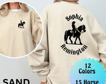 Custom Horse Sweatshirt Personalized Equestrian Gift Horse Name Shirt for Horse Lover, Horse Gifts for Horse Owner, Horse Crazy Girl G18000b