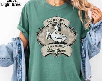 Lustige Komfort Farben T-Shirt, Alberne Gans Shirt, Viktorianische Gans Grafik Shirts, Gänseliebhaber Geschenk, Cottagecore Gans Shirt, Schrulliges Tier T-Shirt