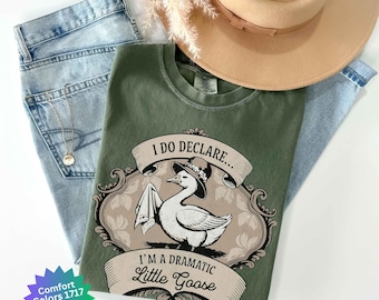 Camisetas com estampa de ganso vitoriano, camiseta engraçada com ganso, camiseta com cores divertidas e confortáveis, presente para amantes de ganso, camiseta com ganso Cottagecore, camiseta com estampa de animal peculiar