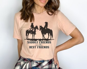 Cowgirl-tröja för hästägare T-shirt med hästmotiv, present till hästryttare, hästvänner är bästa vänner, hästgalen tjej T-shirt för hästälskare
