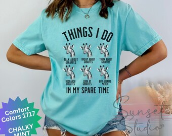 Camiseta de jirafa, regalo para amantes de las jirafas, camiseta de animales de safari, camiseta de animales del zoológico, camiseta gráfica de jirafa, camiseta con estampado animal, colores cómodos.