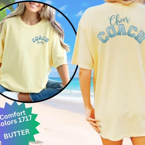Custom Cheer Coach Shirt, Cheerleading Glitter Look PomPom Squad T-Shirt, Personalized Coaches Gift, Comfort Colors Tee, Sports Team TShirt