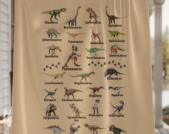 Personalized Kids Dinosaur Alphabet Blanket, Boy Blanket, Baby Blanket, Kids Blanket, Personalized Gift, Gift for Baby and Toddlers