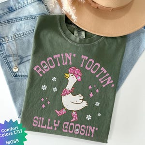 Dumme Gans Komfort Farben Shirt, Retro Gans Shirt, lustiges Cowgirl Grafik Shirts, Gänse Liebhaber Geschenk, Bauernhof Tiere Shirts, Retro Gans
