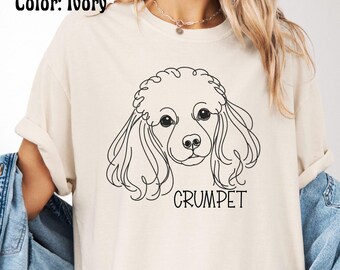 Custom Dog Shirt, Minimal Line Art Tee, Poodle Dog Mom Gift, Cute Pup Face T-Shirt