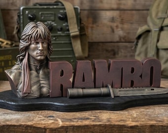 3D Art Jungle Warrior Figurine - 80s Action Movie Hero - Survival Warrior Figurine