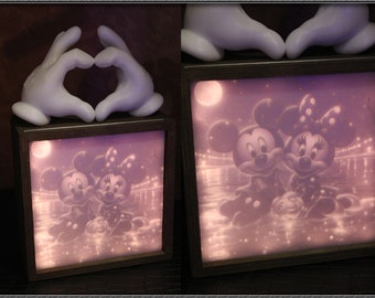 Figura litófana Lámpara de luz nocturna Mickey y Minnie