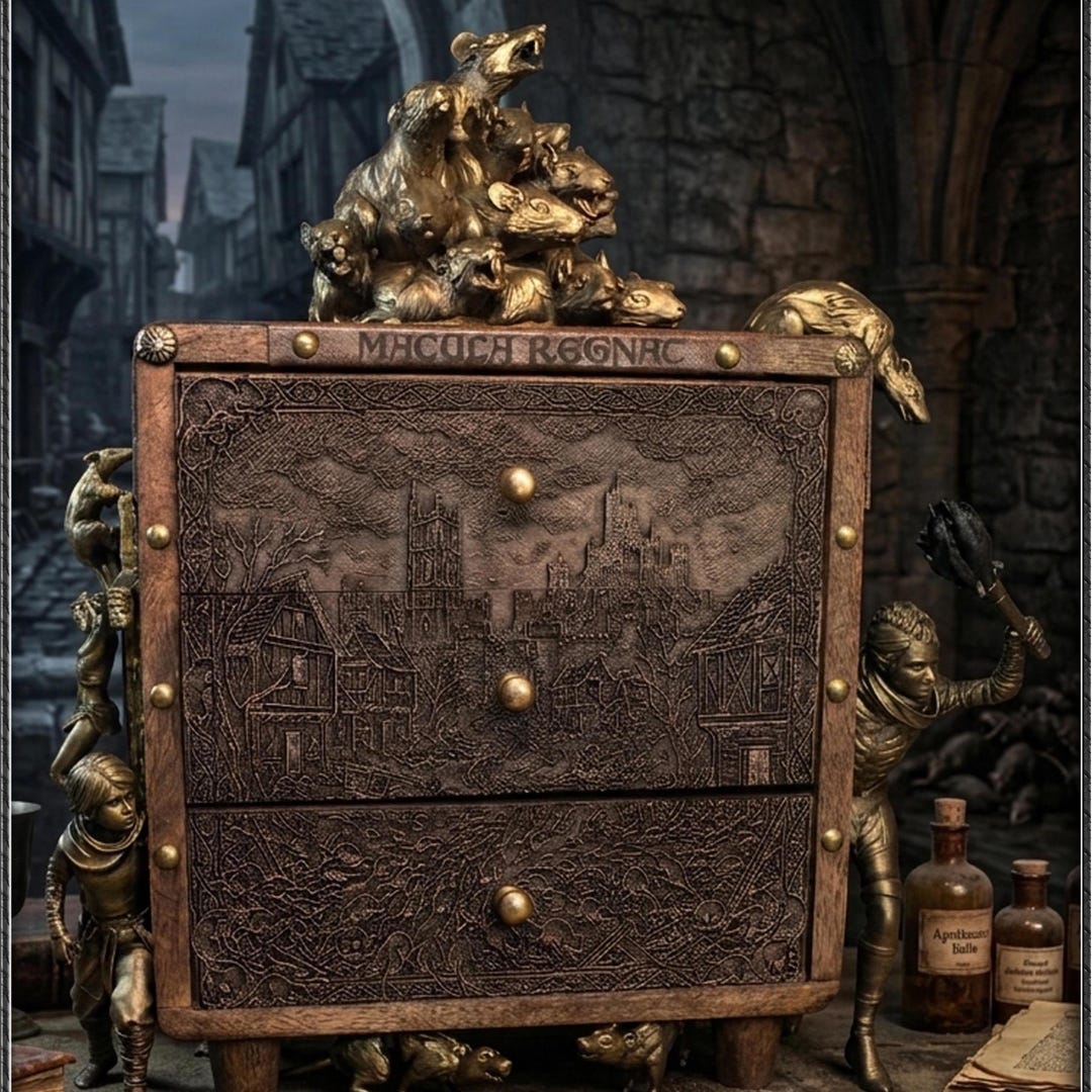 Handcrafted Wooden Storage Box in Medieval Style - 'macula Regnat ...