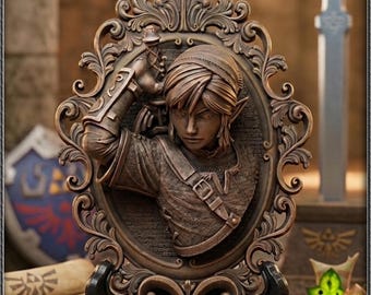 3D Art Figurine The Elf Adventurer - Fan Art Wall Decoration - Antique Style Ornamental Frame - The Legendary Hero
