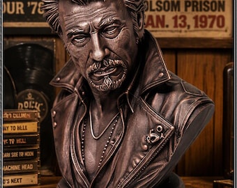 Figurine Bust Johnny Hallyday Rock & Roll Vintage Fan Art