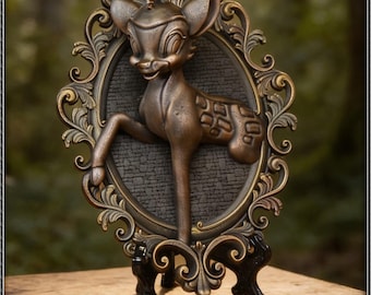 3D Art Wall Sculpture / Retro Style Decorative Frame - Relief Young Fawn