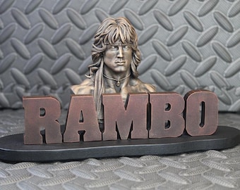 3D Art Jungle Warrior Figurine - 80s Action Movie Hero - Survival Warrior Figurine