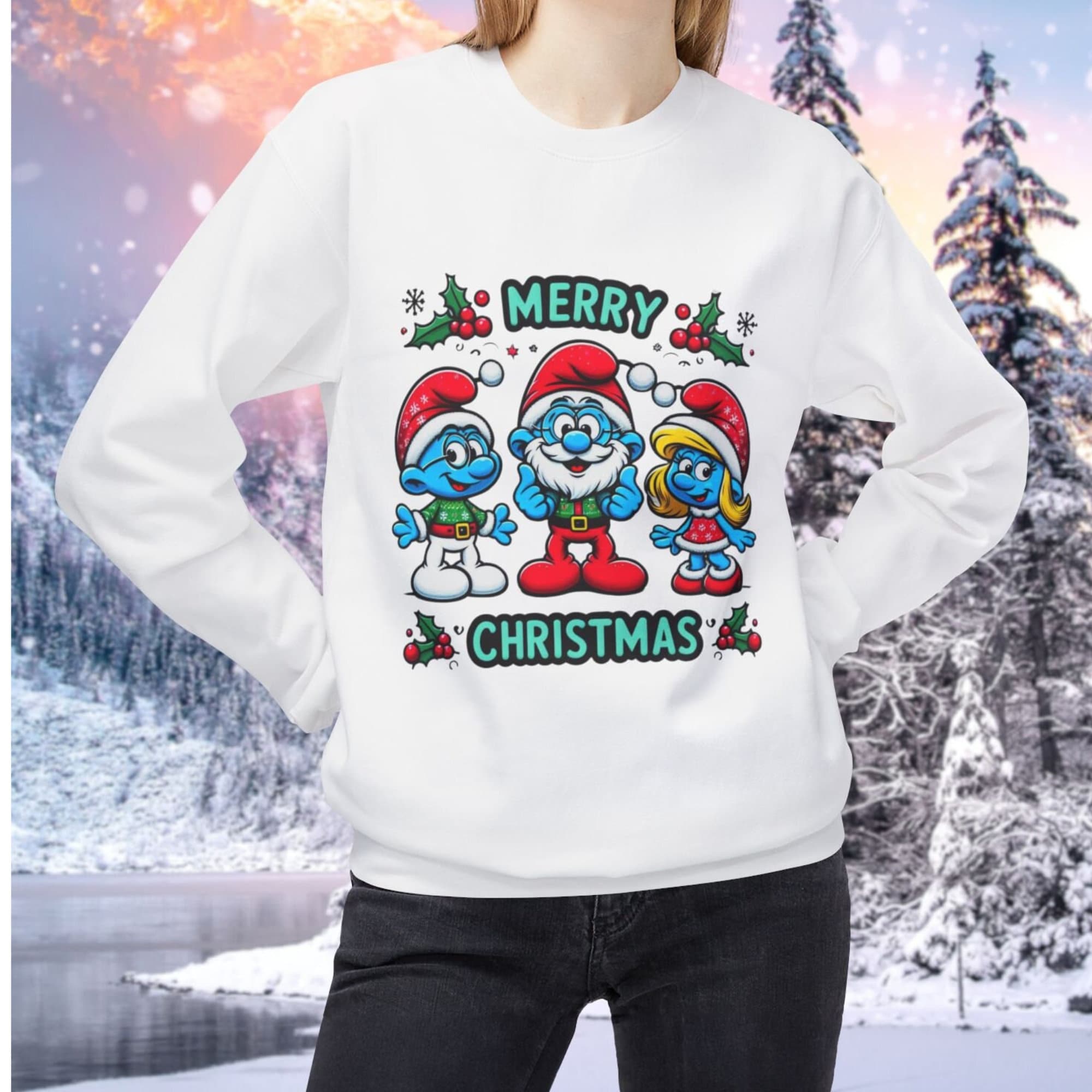 Christmas Smurf Family Crewneck Sweatshirt Papa Smurf Smurfette Brainy Smurf Holiday Apparel Christmas Gift Unisex Sweatshirt Etsy