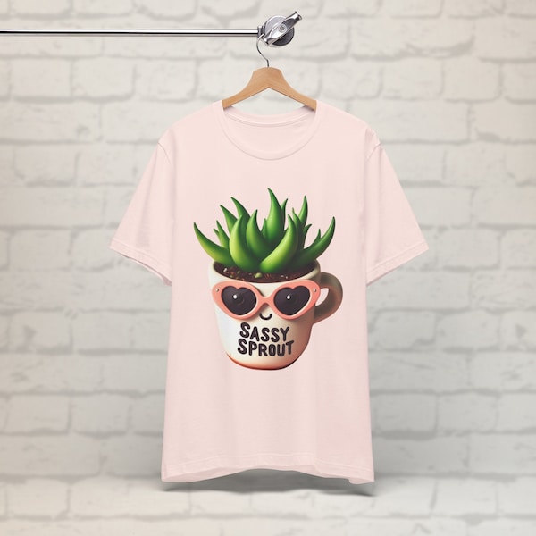 Sassy Sprout Funny Plant T-shirt | Quirky Attitude Graphic Tee | Cool Sunglasses Shirt | Unhinged Small Plant Apparel | Hilarious Gift