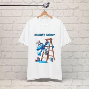 Clumsy Smurf Unisex Tee Shirt - Funny Cartoon Character Design, Smurf Theme, Smurf Lover Gift, Retro 80s Cartoon Shirt, Blue Smurf Graphic